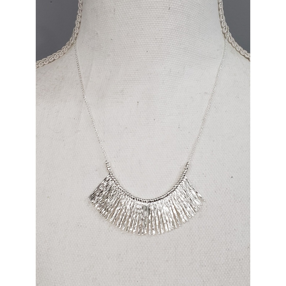 Gorjana Kylie Fan Silver Plated Fringe Necklace Signed Statement